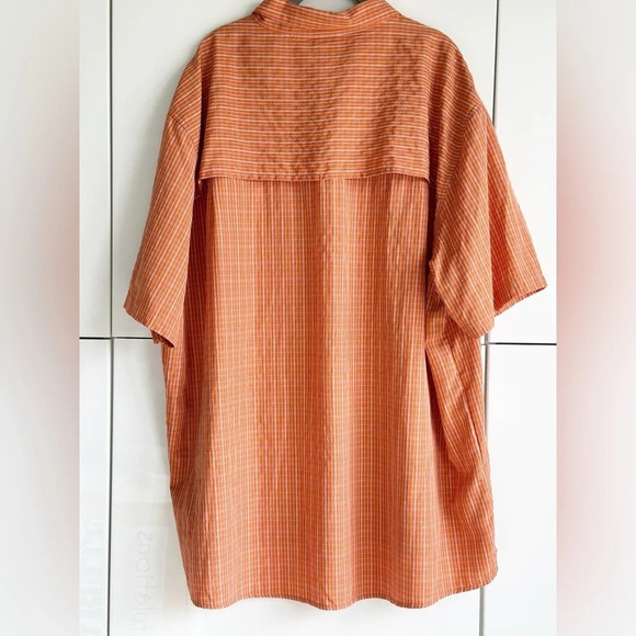 Field & Stream Fishing Shirt Mens Size XXL Orange Plaid Short Sleeve Zipper - Picture 5 of 8